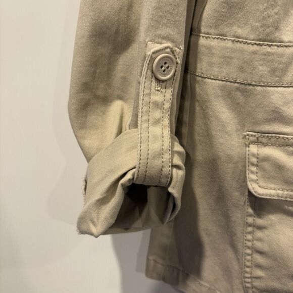 DKNY Jeans Tan Mixed Media Hooded Utility Jacket Womens XL - Picture 4 of 6